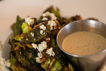 Brusselsprouts with blue cheese crumbles