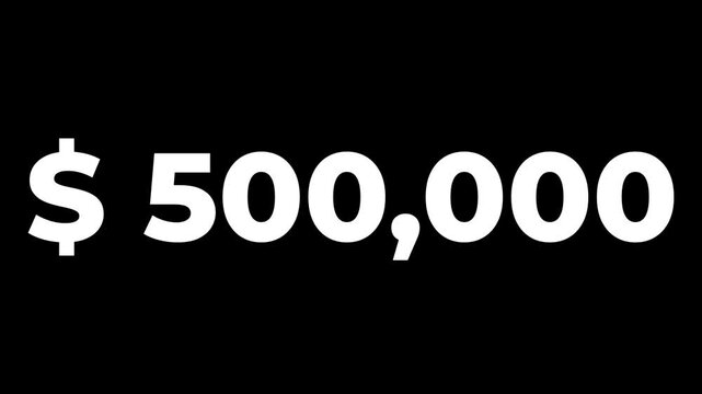 Money counter animation in Dollars from 0 to 500000. Finance and business concept