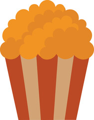 Caramel Popcorn in Classic Striped Container Vector Illustration for Snack and Entertainment Design