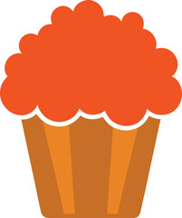 Caramel Popcorn Cupcake Style Vector Illustration for Dessert and Snack Graphics