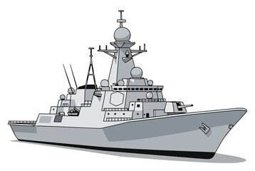 Modern Warship Naval Vessel Design Illustration - Powerful Military Ship Concept Art for Defense and Maritime Projects