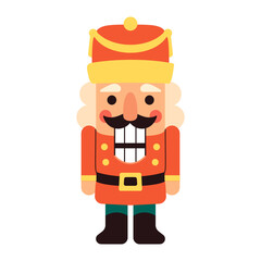Christmas nutcracker toy soldier in red uniform with gold belt and black boots cheerful festive character with smiling face and traditional holiday style