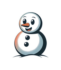 Cheerful cartoon snowman illustration, ideal for Christmas banners, winter holiday greetings, festive promotions, and merry seasonal designs.