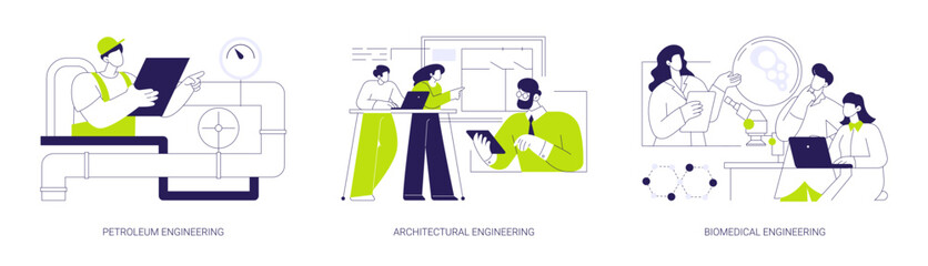 Master of Engineering management isolated cartoon vector illustrations se