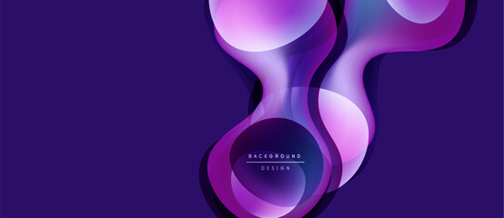 Abstract purple design features flowing shapes, gradients. Modern background with text element, simple composition.