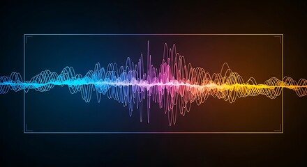 Vibrant abstract sound waveform with neon glow and reflection