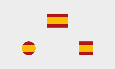 3-er Set Flagge Spanien ohne Wappen &ndash; Professionelle Standard-, Rund- & Quadratische Version (Korrekte Farbdarstellung)