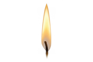 Candle flame illuminating with burning wick creating warmth and light on transparent background
