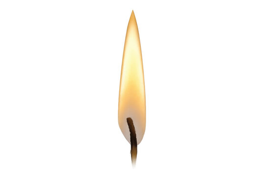 Candle flame illuminating with burning wick creating warmth and light on transparent background