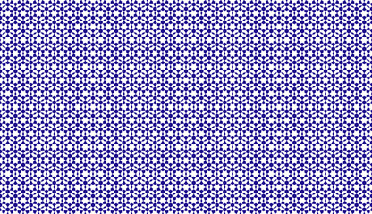 Arabic seamless mosaic. Blue and white colors. Zellige Vector.