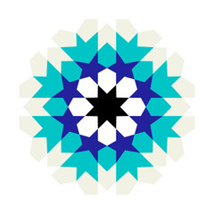 Geometric Arabic Mosaic. Islamic geometric pattern, zellige, Logotype inspiration, pre made decorative fashion labels, signs. Vector Zellige