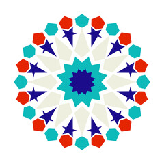 Geometric Arabic Mosaic. Islamic geometric pattern, zellige, Logotype inspiration, pre made decorative fashion labels, signs. Vector Zellige