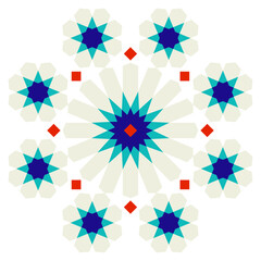 Geometric Arabic Mosaic. Islamic geometric pattern, zellige, Logotype inspiration, pre made decorative fashion labels, signs. Vector Zellige