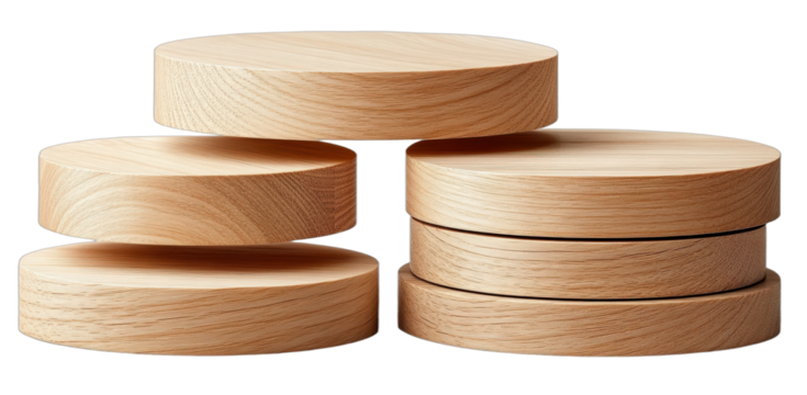 Set of wooden circular platforms for display or decoration