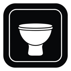 Toilet bowl symbol black square flat design vector icon