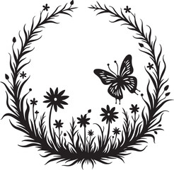 black and white floral frame