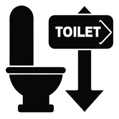 TOILET text right arrow black square flat design icon
