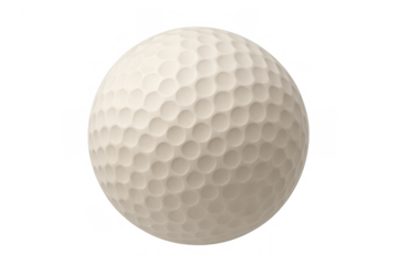 Golf ball isolated, white dimpled sphere used in competitive golf sport, representing precision and game play, transparent background