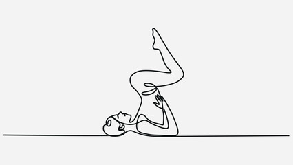  Continuous One-Line Art of a Woman in Yoga Headstand Pose