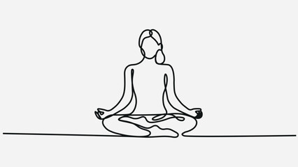 Minimalist Continuous One Line Drawing-Art Meditation Woman 