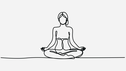 Minimalist Continuous One Line Drawing-Art Meditation Woman 