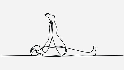 Continuous One-Line Art of a Woman Doing Side Stretch Exercise