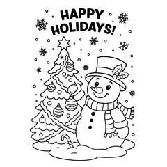 Snowman Decorating Christmas Tree Vector

 