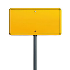 A blank yellow road sign placed on a white background for custom information display