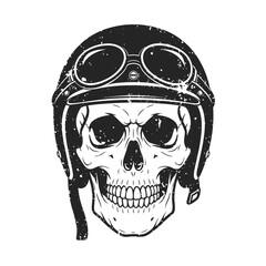 Grunge Style Detailed Skull with Helmet and Goggles Illustration