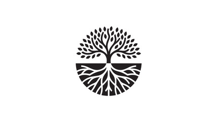 Elegant tree of life vector logo minimalist design with roots and branches symbol of growth and connection