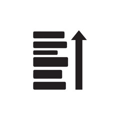 Minimal Black and White Vector Icon Showing Data Growth and Ascending List for Business and IT Technology