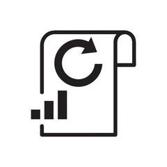 Minimal Black and White Vector Icon of Report Refresh with Growth Chart for Business and IT Technology