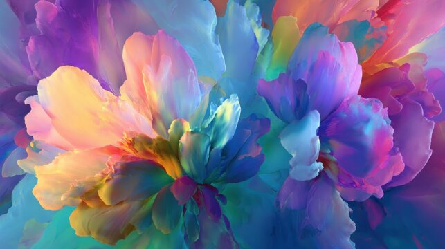 Vibrant colorful background with blooming abstract shapes, soft gradients, organic liquid forms, glowing edges, high quality, minimalistic yet - Powered by Adobe