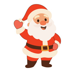Cartoon Santa Claus Character. Funny Positive Christmas Holiday Symbol Icon. Happy Santa Claus Portrait for Winter Xmas or New Year Gift Decoration. Merry Christmas Celebration Greeting Element.  