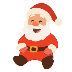 Cartoon Santa Claus Character. Funny Positive Christmas Holiday Symbol Icon. Happy Santa Claus Portrait for Winter Xmas or New Year Gift Decoration. Merry Christmas Celebration Greeting Element.  