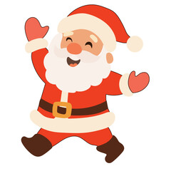 Cartoon Santa Claus Character. Funny Positive Christmas Holiday Symbol Icon. Happy Santa Claus Portrait for Winter Xmas or New Year Gift Decoration. Merry Christmas Celebration Greeting Element.  