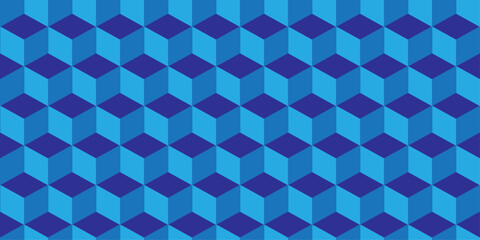 Blue 3d modeling cubes Illustration decoration seamless blue material pattern square design.	
