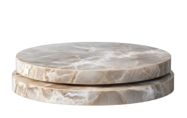 Two round marble platforms with natural stone texture for display