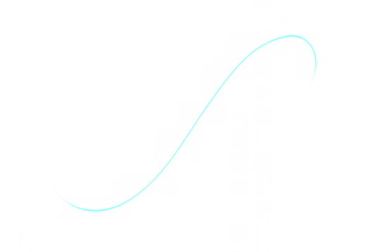 Abstract glowing light trace creating a graceful curve and flowing motion on transparent background