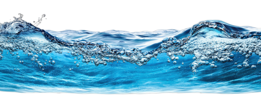 Vibrant blue water waves with dynamic splashes and ripples