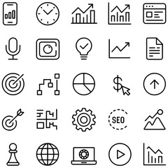 Set of business and marketing icons simple line vector symbols for web and mobile design isolated on white background
