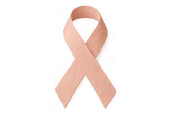 Peach awareness ribbon representing cause support, cancer care, breast cancer, hope, and charity, transparent background