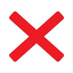 Obraz premium Red x mark symbol on white background for error or cancellation
