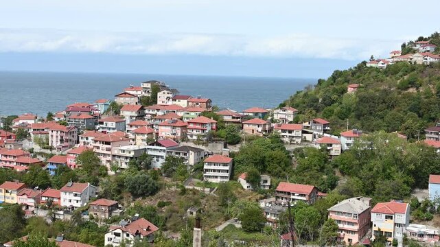 Typical Turkish architecture in the Kilimli district, Zonguldak city on T&uuml;rkiye's Western Black Sea coast.