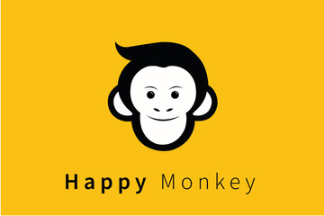 happy monkey logo desig n / monkey / illustration monkey vector