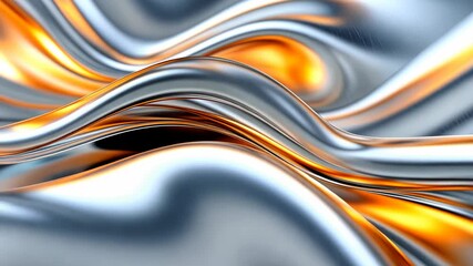 Metallic silver and gold liquid flowing and waving abstract background - Powered by Adobe