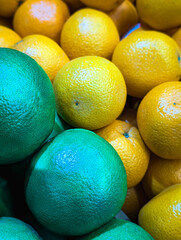 vertical pattern vibrant green and yellow citrus fruit texture close up