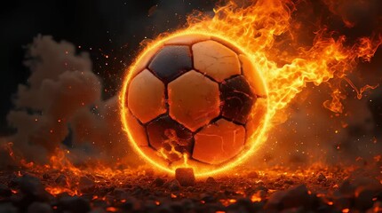 a soccer ball is on fire in the air - Powered by Adobe