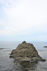 外ヶ浜町の漁村に広がる湾内の海景色（青森県外ヶ浜町）