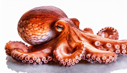 Detailed Orange Octopus Isolated On Transparent Background